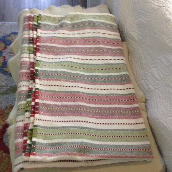 VTG Christmas Tablecloth; 100% Cotton, Striped, White Pines, 54x94", Classic - Picture 2 of 6